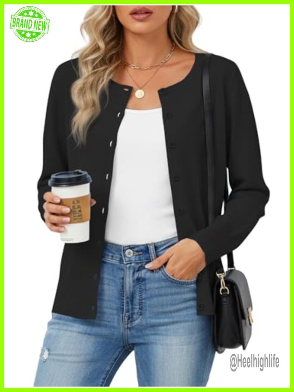 NILOUFO Women's Button Down Cardigan Lightweight Long Sleeve Knit Sweater
